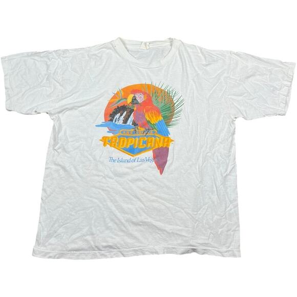 Tropicana Las Vegas Parrot Graphic 80s Vintage T-shirt - Picture 1 of 4
